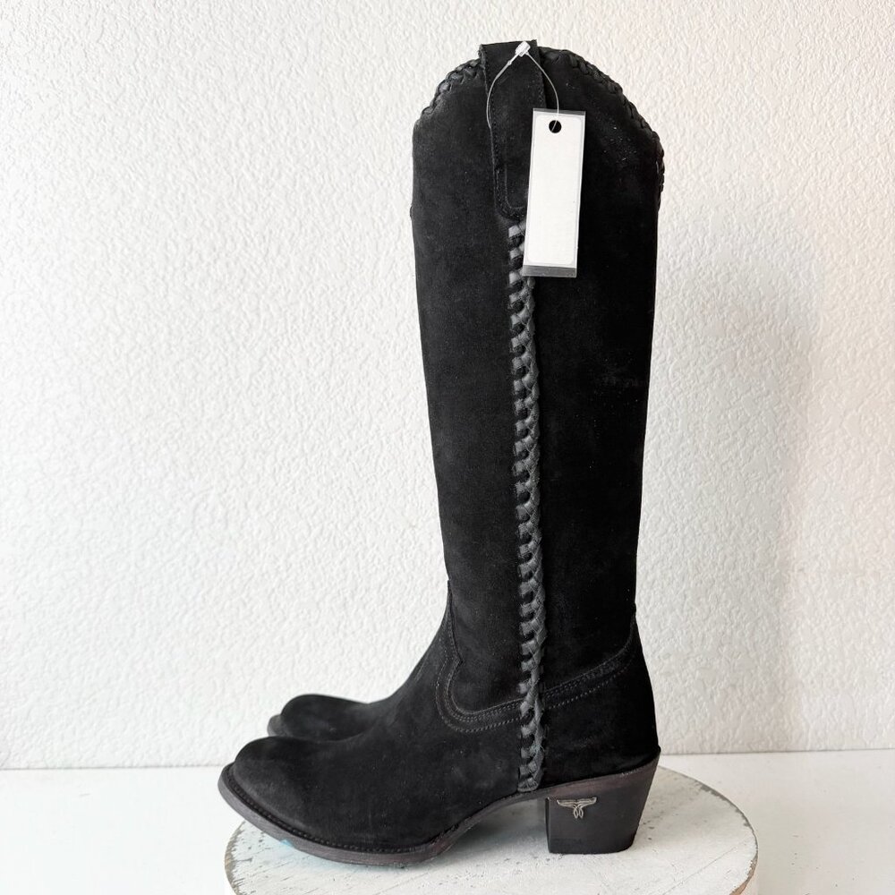 Lane PLAIN JANE Womens Cowboy Boots 7.5 Black Suede Western Cowgirl Mid Calf - Picture 4 of 11